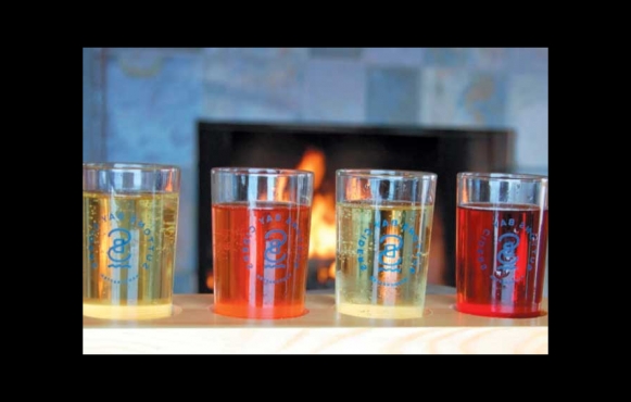 A flight of beer from Sutton Bay Ciders