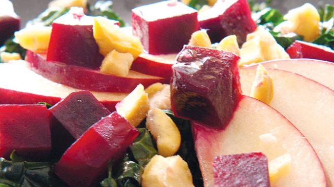 Kale Salad with Apples, Beets and Chestnuts